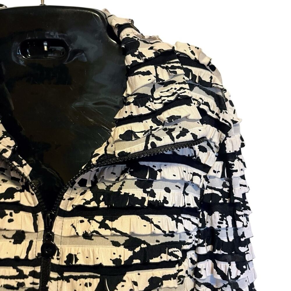 Joseph Ribkoff Jacket 14 Abstract Paint Print Ruffle Textured Zip Art to Wear - Picture 3 of 15
